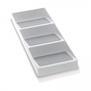 Weißer \u0026 grauer Kunststoff rutschfester 3-Tier Gewürz Pantry Kitchen Storage Cabinet Organizer